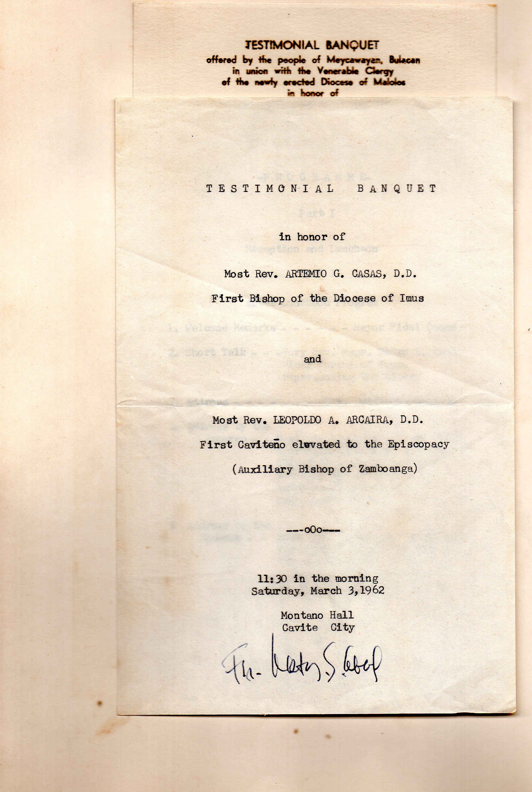 Blessing of the Bishop Residence - Programme - Testimonial Banquet (2)